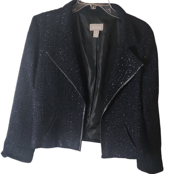 Chico's Women's Dark Navy Jacket with Metallic Threading, Medium - Picture 1 of 3
